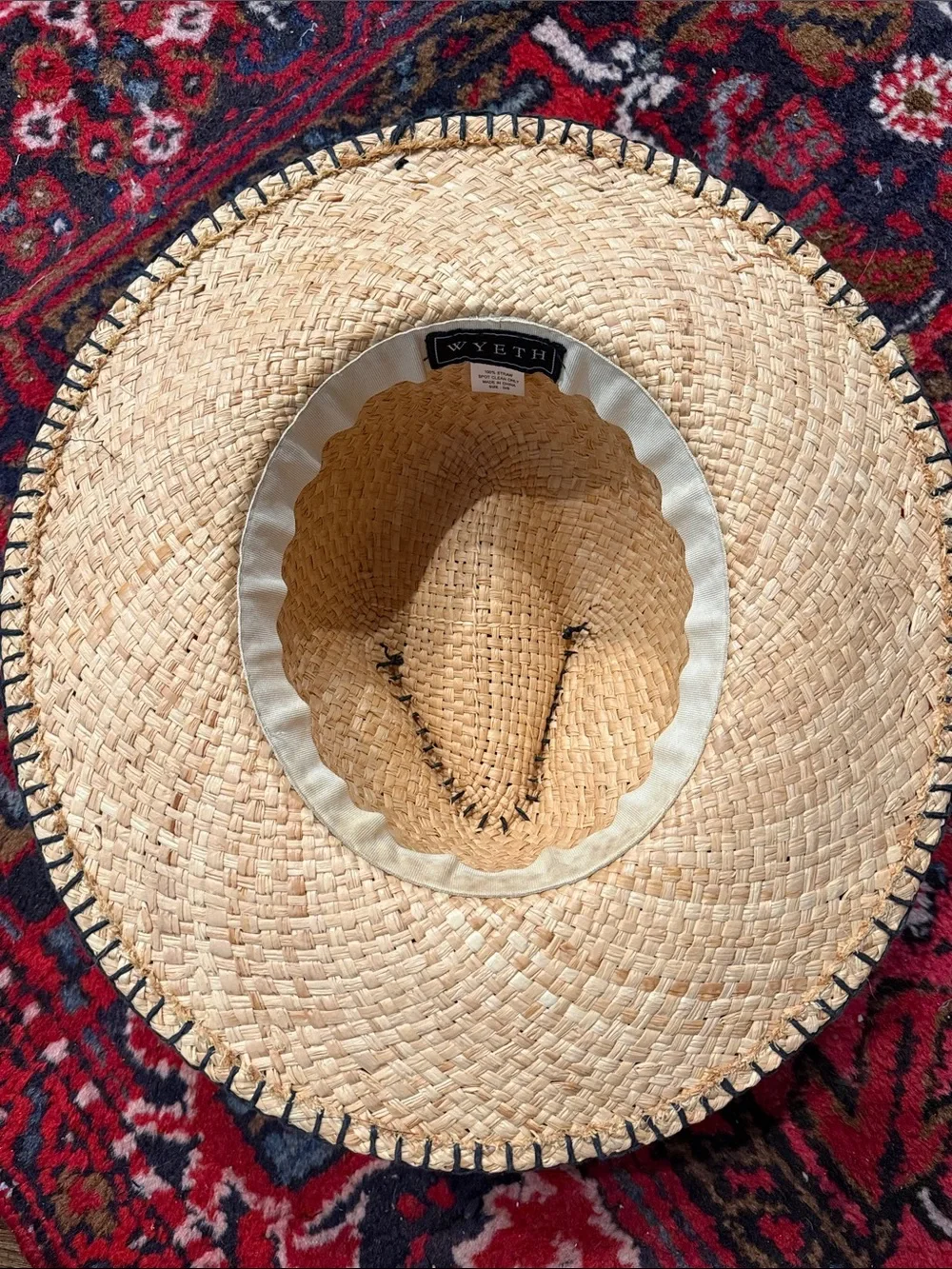 Wyeth by Todd Magill Natural Straw Wide-Brim Hat with Black Stitching
